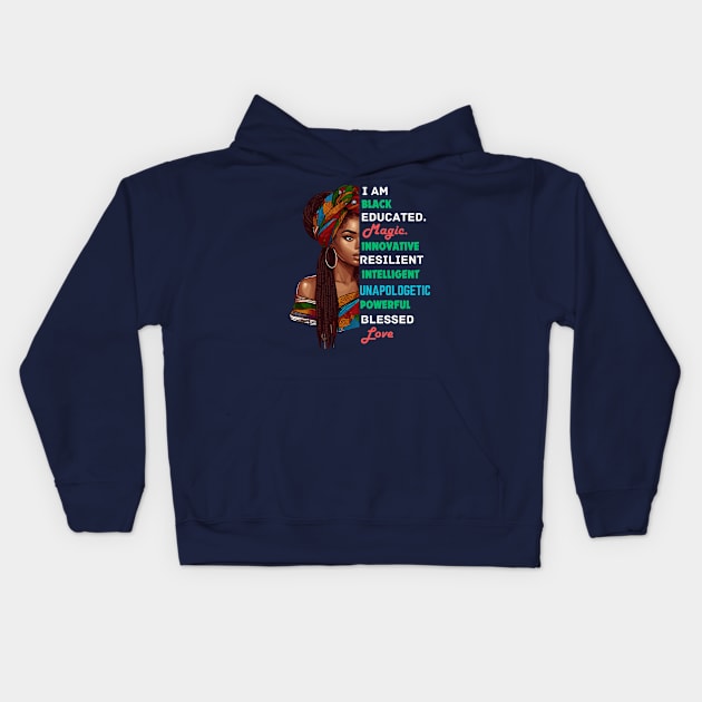 I Am Black Woman Afrocentric Kids Hoodie by Graceful Designs